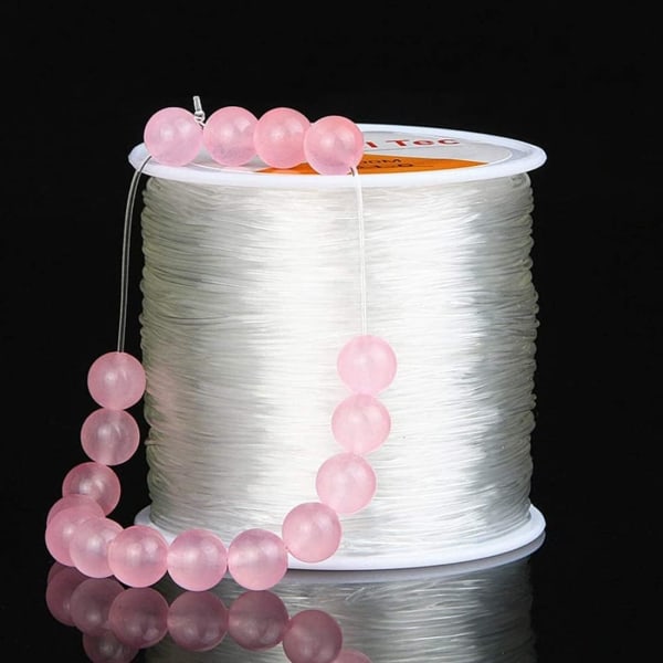 Elastisk pärltråd smyckestillverkning rep, stretch polyester rep för armband och hantverk, 0,8 mm, 100 m, transparent