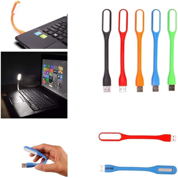 8-delt USB LED-lys, fleksibel mini USB-lys, bærbar PC/tastaturlys, USB-leselys, lite boklys, 8 farger