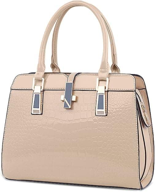 Eleganta handväskor för kvinnor Lackläder Axelväskor Stor Kapacitet Tote Bag Dam Arbetsväska Crossbody Väskor, Khaki Khaki