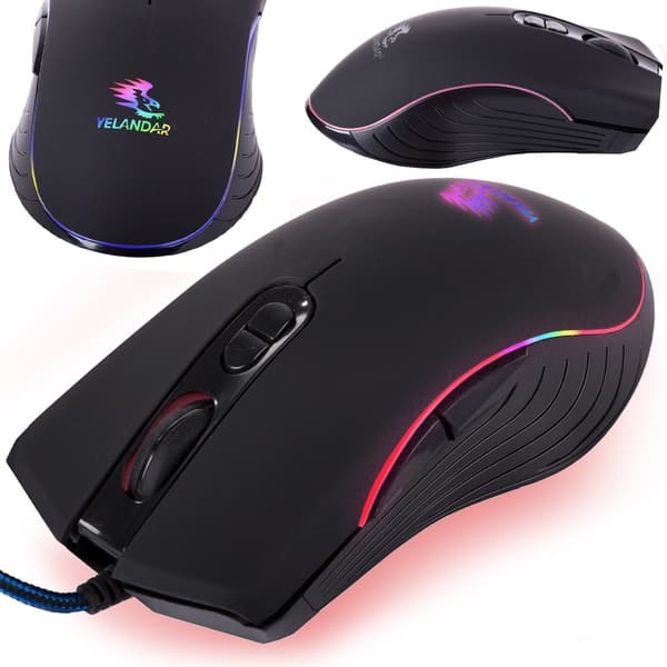 Kablet optisk computermus - YELANDAR 7D Gaming Mus - RGB