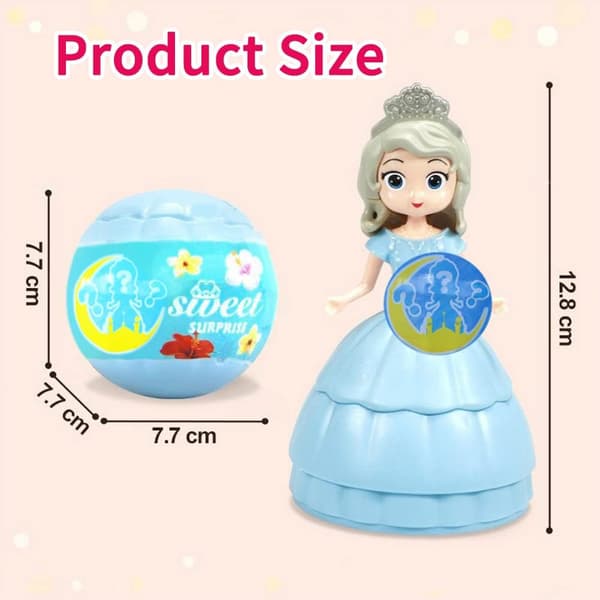 Mini prinsessefigurer, 6 stk. bursdagskakepynt dekorasjoner lekesett