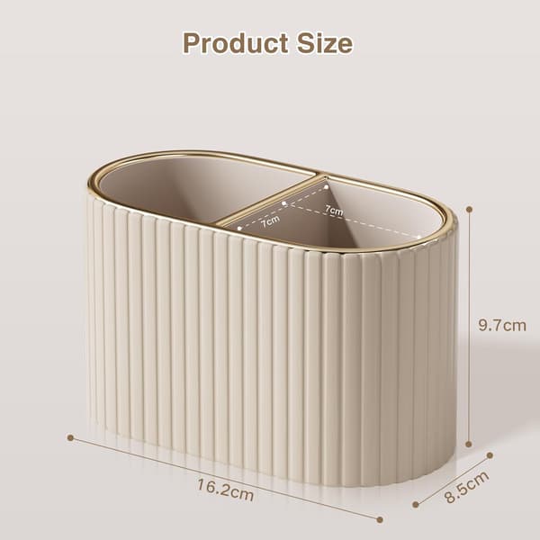 Penholder, læder penholder til skrivebord (beige) Beige