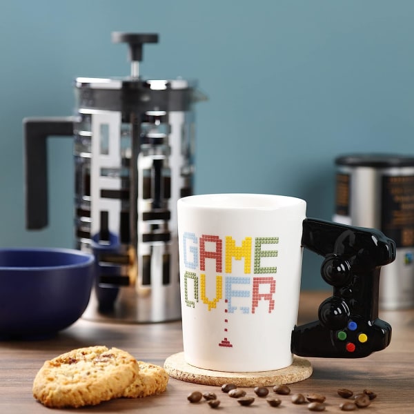 GAME OVER Spillkontroller Keramisk Formet Håndtak Krus, Te Kaffe Varme Drikker, Dekorativ Gaveeske