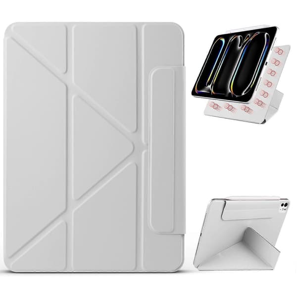 Etui til iPad Pro 13 (2024) PC+PU Læder Origami Stand Magnetisk Tablet Cover - Grå
