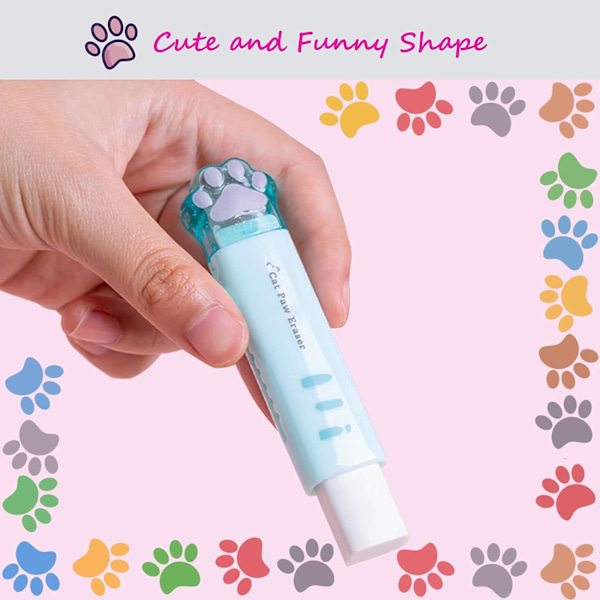 4 söpöä pyyhekumia, sisäänvedettävä pyyhekumi Kawaii kissan tassu pyyhekumit lapsille, kumi push-pull pyyhekumi opiskelijoille kirjoittamiseen, piirtämiseen esteettiset pyyhekumit