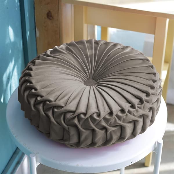 Rund stolehynde sædehynde memoryskum vaskbar til træ- eller metalskamler grå diameter 38 cm Grey