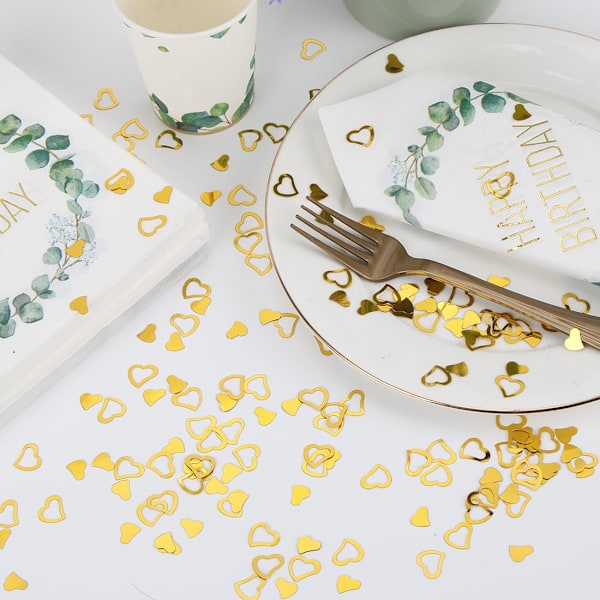 Konfetti hjerter til bryllup, ca. 30g fargerike/gull borddekorasjon konfetti, spredt dekorasjon bryllup, glitter bordkonfetti Gold