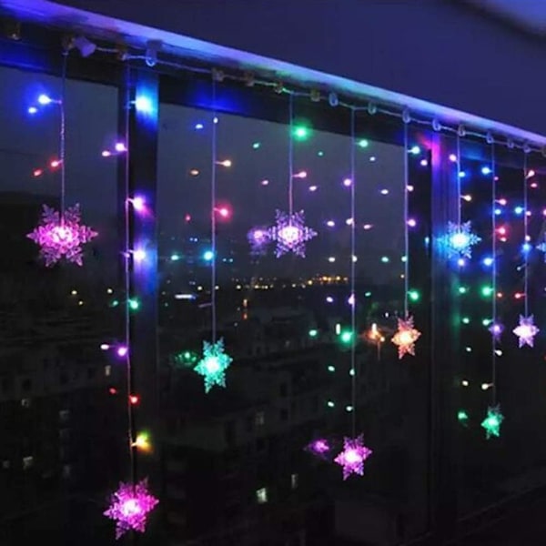 Gardinstenger, stjerneformet LED, LED-lyssnor, 96 LED 3,5 M lysgirlander, LED-girlander vindusdekorasjon, jul, , uteplass
