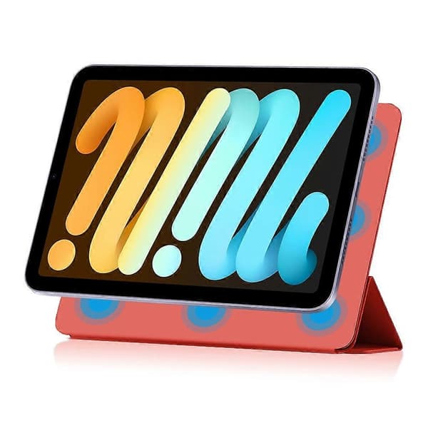 For iPad mini (2024) Deksel Magnetisk Feste PU Lær Tri-fold Stativ Støtsikkert Deksel - Rød