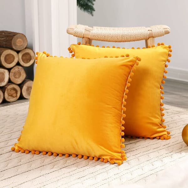 2 stk Gult Pyntetrekk Polstring Utendørs Sofa Polstring Fløyel Madrass Trekk Polstring Stue Hage 45x45cm
