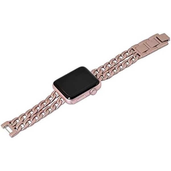Kompatibel med Apple Watch-armband 42 mm rostfritt stål Cowboy Chain Smart Watch-armband reservband metallarmband för 42 mm Apple Watch 3/2, roséguld