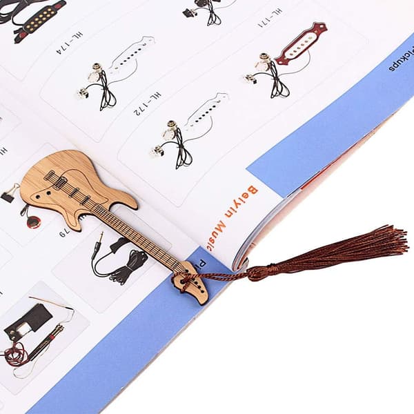 Design Gitarr Bambu Bokmärke med Tofsar för DIY-projekt och Presentetiketter-C C