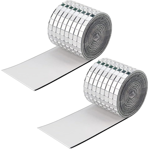 Itsekiinnittyvät mosaiikkilaatat Mini-neliön lasimosaiikkilaatat Pienet hopeiset mosaiikkitarrat 5 x 5 mm, rulla 2