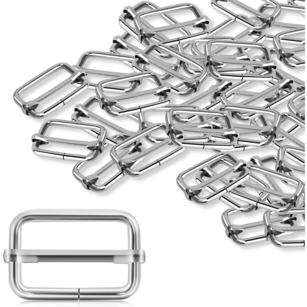 Skjutspänne Silver För fästelement Bärare Ryggsäck Webbing Bag Tillbehör Djurhalsband, hållbart och lätt, 25 mm, 30 st