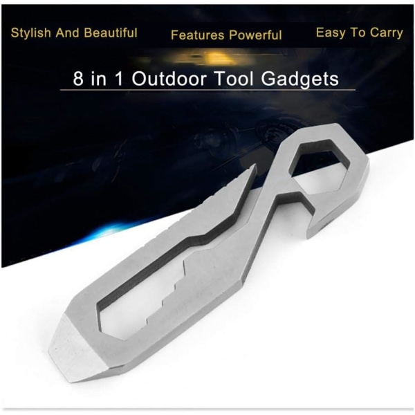 8 i 1 utomhusöverlevnadsverktyg rostfritt stål bärbart multi EDC multi utomhuskombination sexkantnyckelverktyg