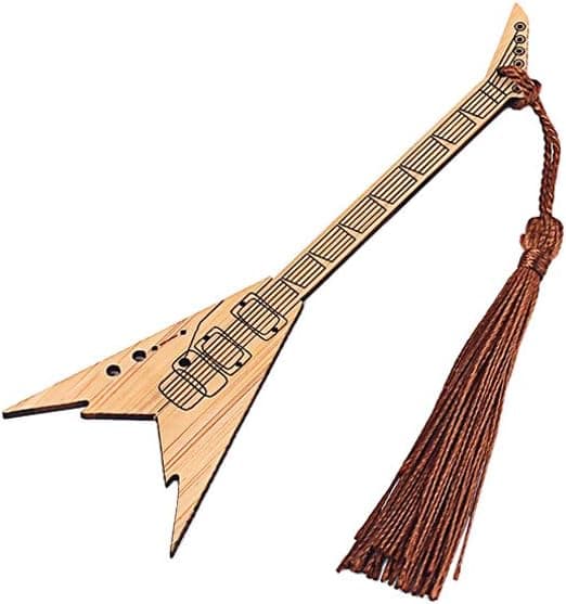 Design Guitar bambuinen kirjanmerkki tupsuilla tee-se-itse-projekteihin ja lahjalappuihin - E E