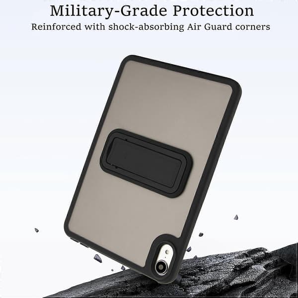 Etui til iPad mini (2024)/(2021) med Støttefod TPU+PC Hud-Touch Tablet Cover - Sort