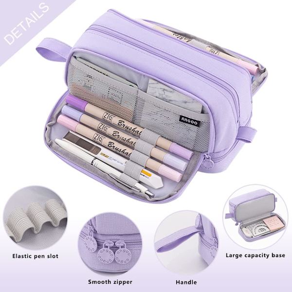 Pennfodral, stort pennfodral, pennfodral med 4 fack Purple