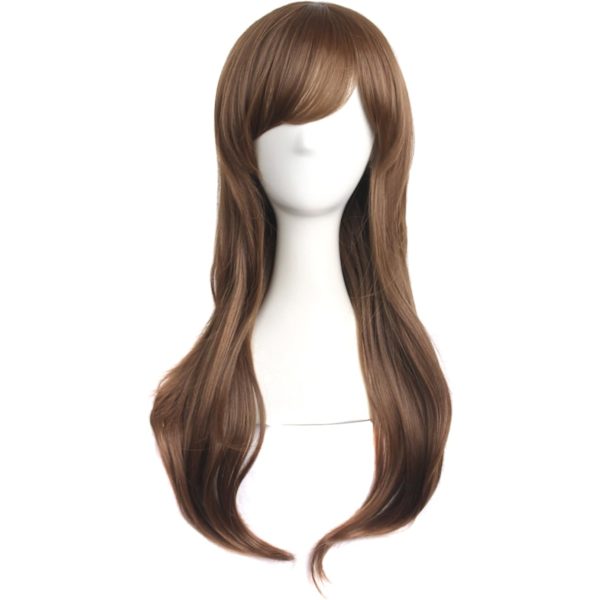 28 tum/70 cm dam sidoblugg långt lockigt hår cosplay peruk för kvinnor flicka Brown Camel 28"