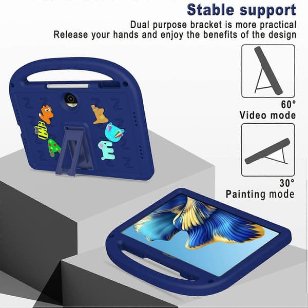 Stödfodral för Honor Pad 9 EVA+PC Tablet Skyddsfodral med Axelrem - Marinblå