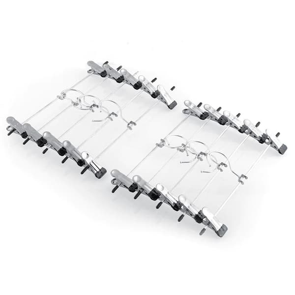 10-pack - Klädhängare / Byxhängare - Hängare med klämmor silver