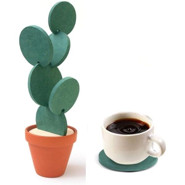 Coasters creative cactus shape design set of 6 for home office decoration