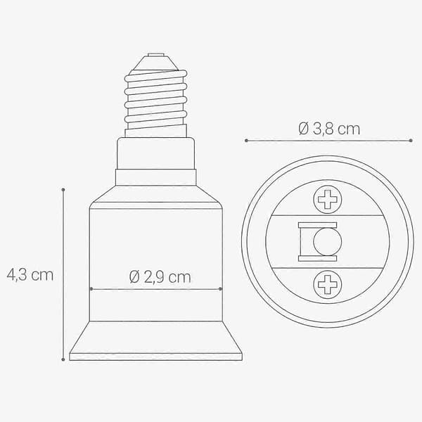 4x Sockeladapter - E14 till E27 Sockelkonverterare - E27 Bas Lamphållare Adapter för Halogen LED-lampa