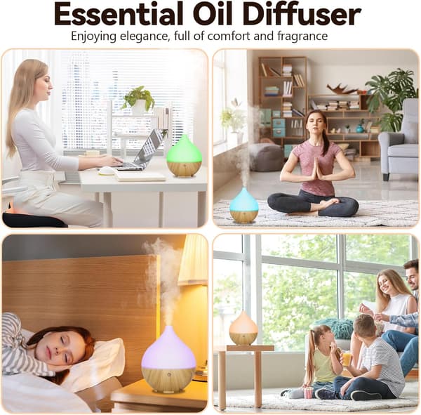 Eterisk oljediffuser, 160 ml aromadiffuser, diffuser med automatisk avstenging for stue, soverom, yoga, massasje