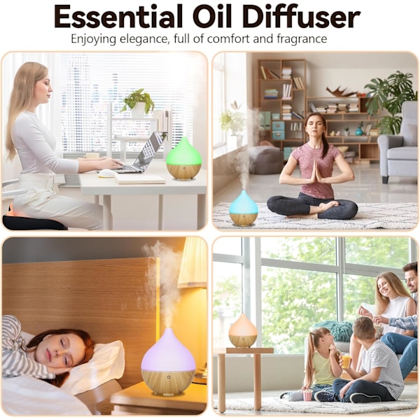 Eterisk Oljediffuser, 160ML Aromadiffuser, Diffuser med Automatisk Avstängning för Vardagsrum, Sovrum, Yoga, Massage