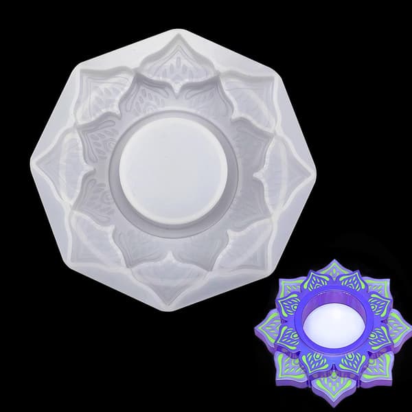 1 stk lotus harpiks lysestake form silikon blomst lysestake form epoxy støping silikon form