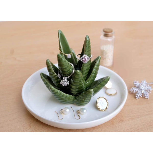 Kaktusringhållare Aloe Smyckesställ Prydnadsbricka Present till kvinnor, Födelsedagspresenter till henne, Julinflyttningspresenter