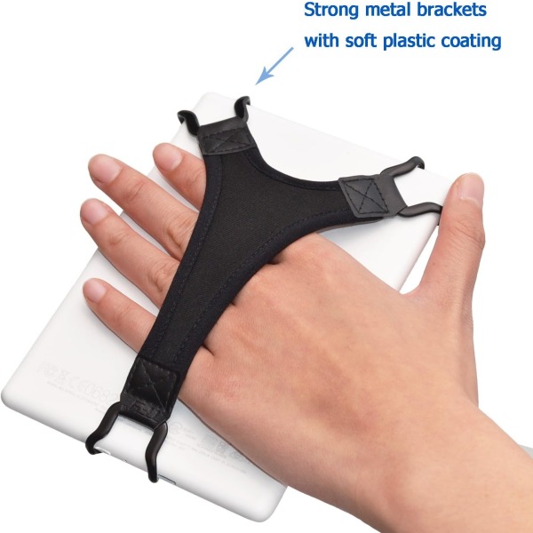 Sikker håndstroppholder fingerklemme, kompatibel med e-lesere - Tablet enhåndsbetjeningstropp, 9-10,5\" lang
