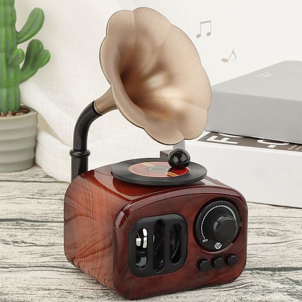 Retro Grammofon Musikboks Hjemme Skrivebordsdekorasjon Musikalsk Gave, Miniatyr Grammofonsformet Musikboks