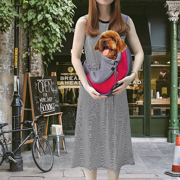 Håndfri slynge for kjæledyr, hundebag, hundekattreiseslynge, pustende mesh-bag