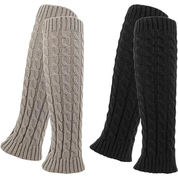 2 Pairs Ankle Leg Warmer, Winter Knit Crochet Women's Leg Warmer Knee High Leg Warmers for Winter