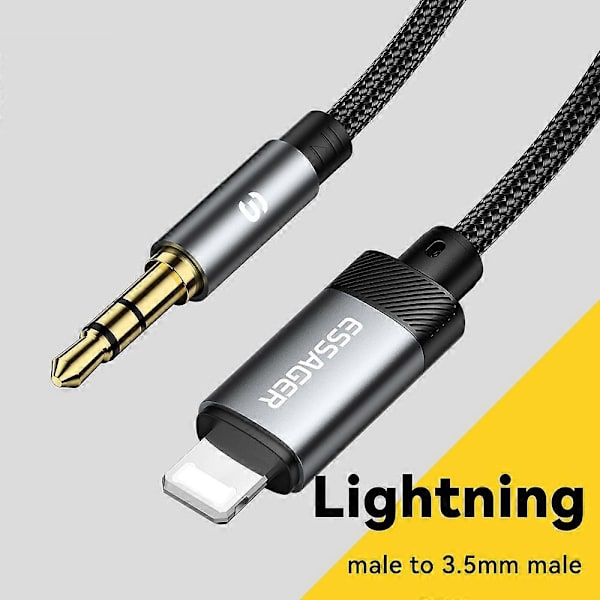 ESSAGER ES-YP22 Lightning til 3,5 mm lydadapterkabel til Apple/Android-hovedtelefoner