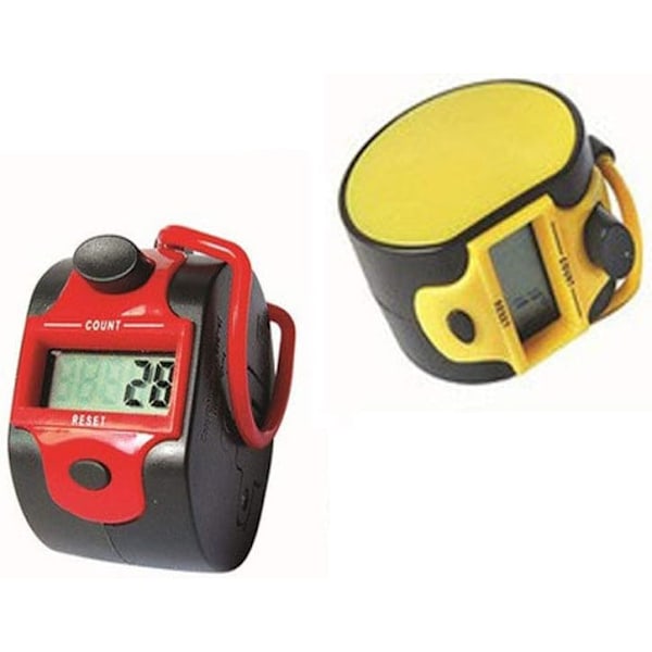 Elektroniska räknare (2-pack), manuella digitala räknare med ring, handhållen golfklickare, Buddha-nummerklickare (röd+gul)