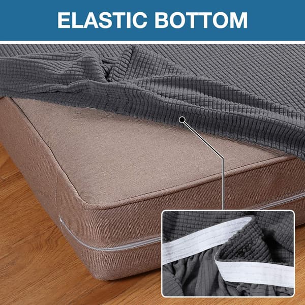 Strekkbart sofaputetrekk Sofaputetrekk Møbelbeskytter Sofatrekk med elastisk bunn Små ruter (1 stk, grå) 1 Seater Grey