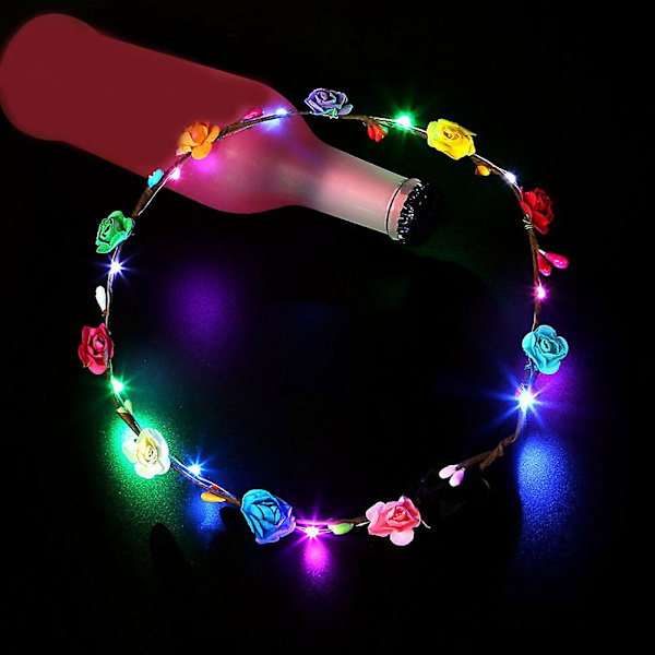 10 st LED Blomsterkrona Justerbar Blomsterkrans Hårband Huvudbonad