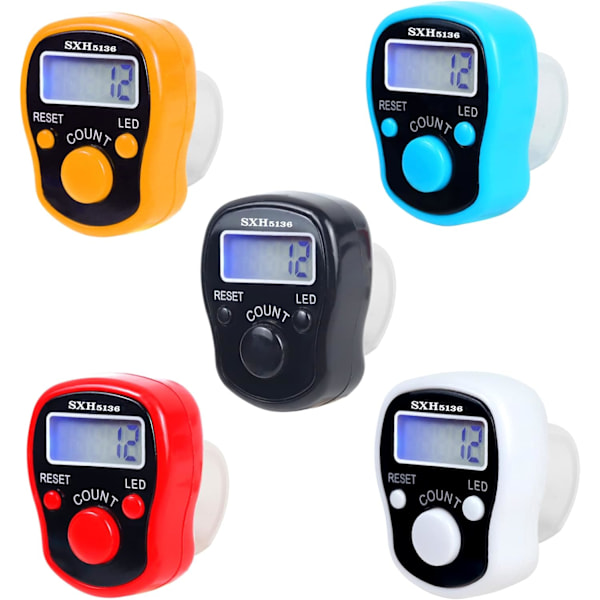 Finger Tællere - 5 Finger LED Digital Finger Tæller Elektronisk Digital Hånd Tæller Mini Manuel Tæller med LCD Display Finger Tæller