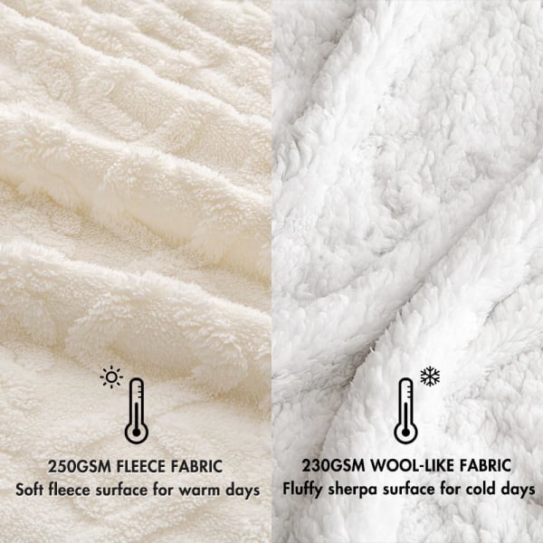 Pledd i Sherpa Fleece med Rutete Mønster, Myk og Fluffy Ull med Oppvarmet Bunn for Bedre Søvn for Babyens Seng Beige 150x200cm