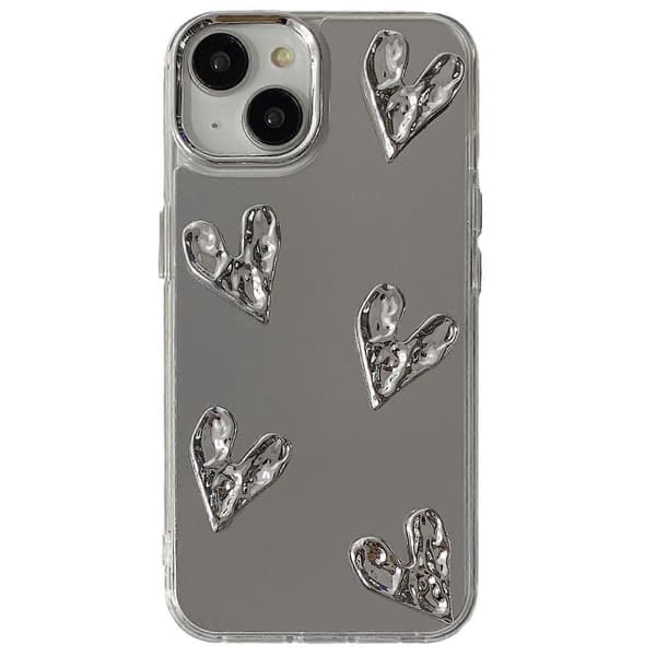 For iPhone 14 Deksel Stilig Speiloverflate TPU+PC Telefon Bakdeksel med Armbånd