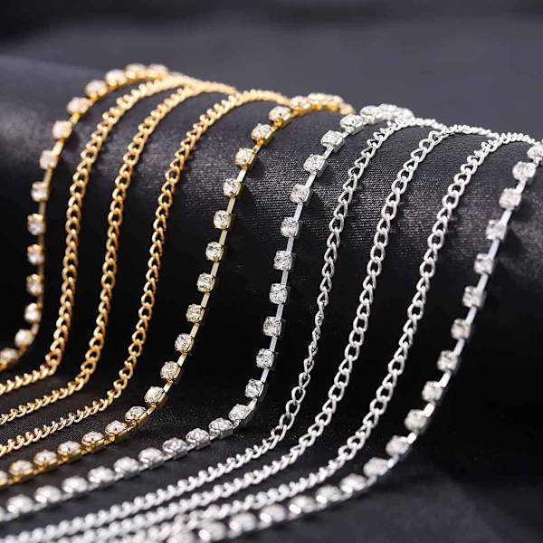 Boho Fashion Lagdelt Hovedkæde Bryllup Krystal Smykker Funklende Rhinestone Hovedbeklædning til Kvinder og Piger
