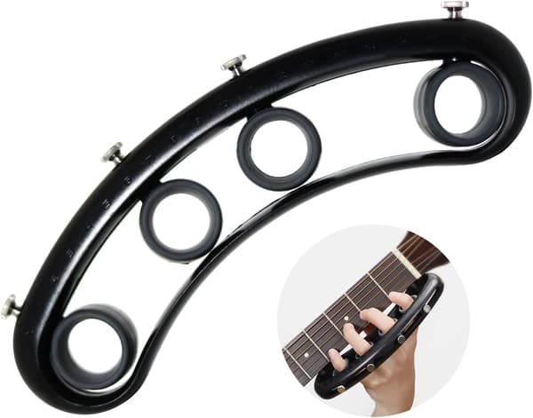 Gitarrfingerhätta Fingerstyrka Skiftnyckel Tränare, Gitarr Bas Piano Fingerhastighetssystem Instrument Tillbehör Rem - Svart