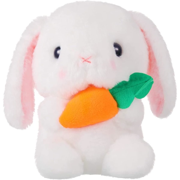 New Easter Rabbit Bunny Stuffed Animal White Plush Bunny with Carrot, 22 cm Cute Sitting Rabbit