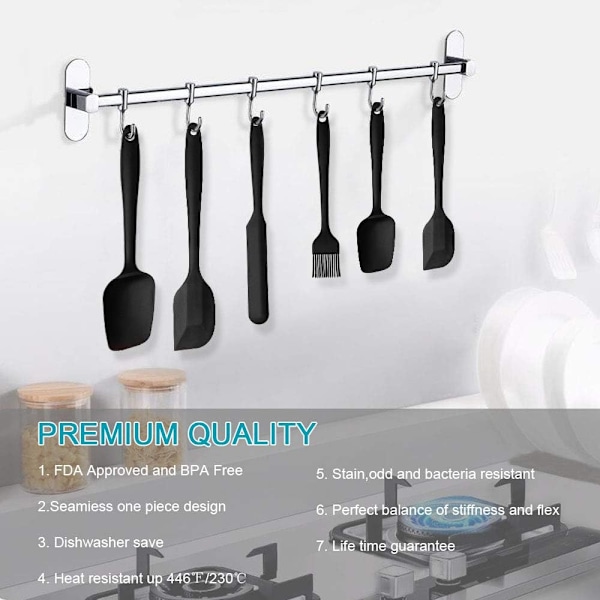 Silikon Spatlar & Skedar Set, 6 st Silikon Köksredskap Inklusive Gummispatel, Silikon Bakborste för Skopning, för Matlagning, Bakning, Blanding