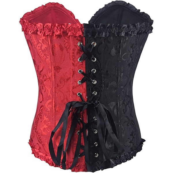 Klassisk damebustier med lynlås og blonder til burlesque - egnet til overbust-begivenheder XL