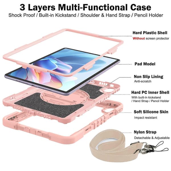 Fodral för Huawei MatePad 11.5 S Silikon+PC Ställbart Tabletskydd med Axelrem