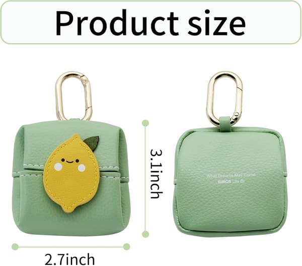 Frugtformet møntpung, foldbar PU-læderpung mini pung til kvinder og piger, søde møntpunge med nøglering og trykknap (citron) Lemon