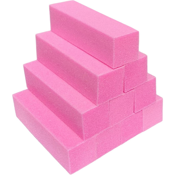 10 stk. neglebufferblok til akryl- og naturnegle, fingerspidsglanspoleringssæt, professionel manicurepoleringsbuffer, bulk medium grit (pink)